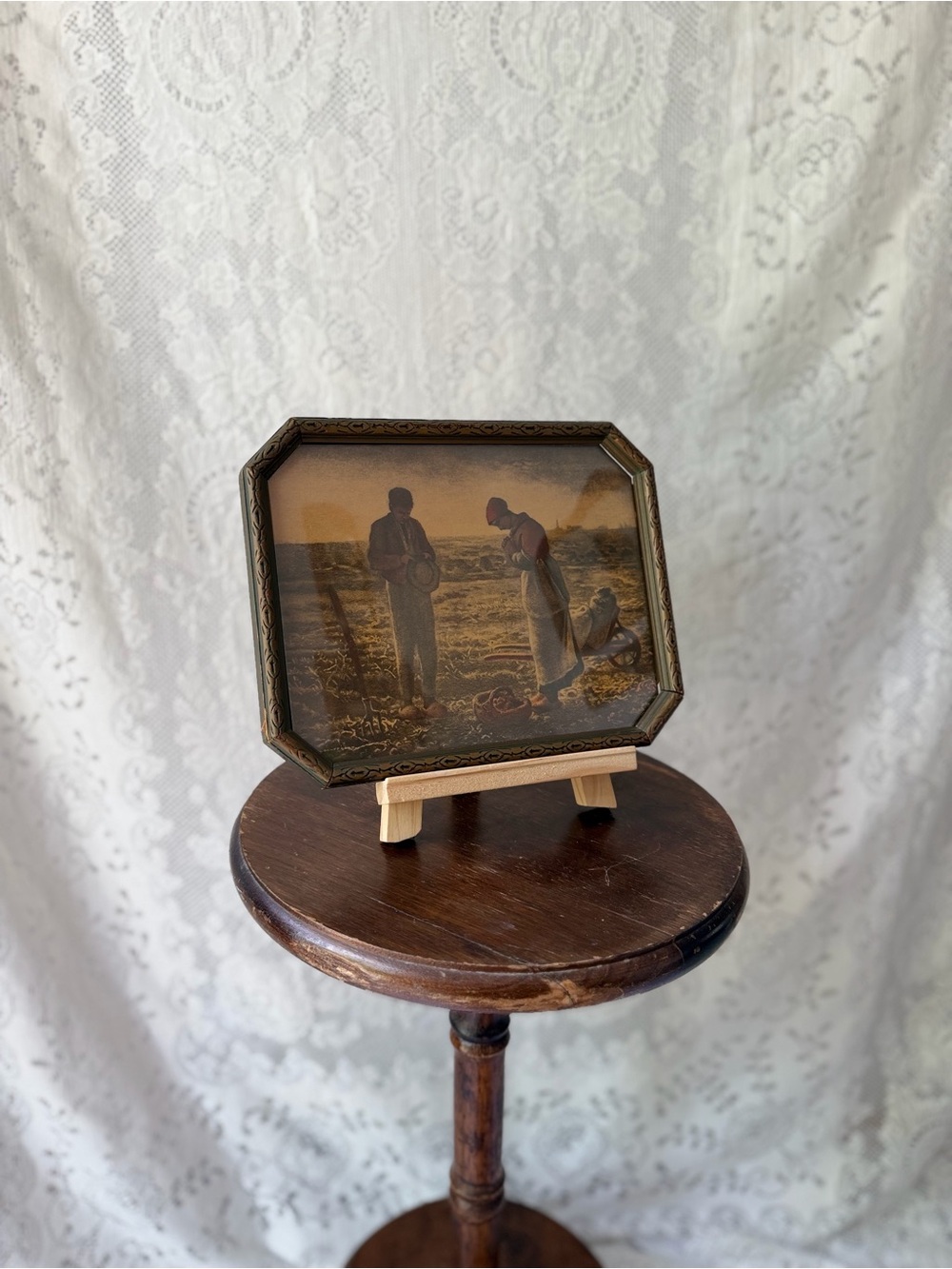 Vintage Framed The Angelus Jean François Millet Print Ornate Wood Frame Cottage - Picture 8 of 11